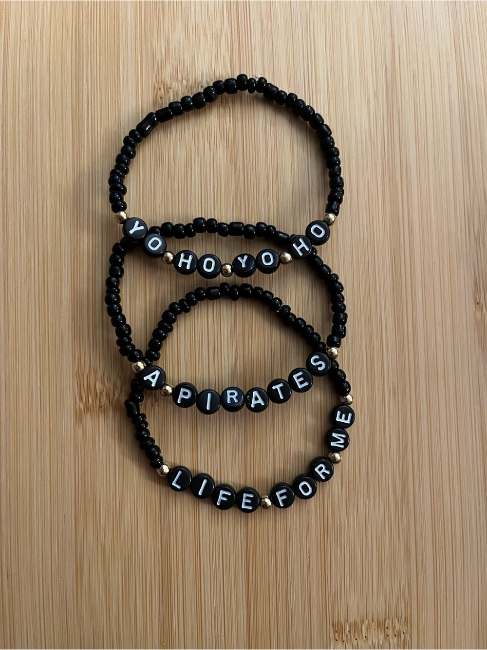 Pirates of the Caribbean Inspired Black Beaded Bracelet Set